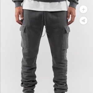 Esntls washed gray heavy weight cargo sweats
